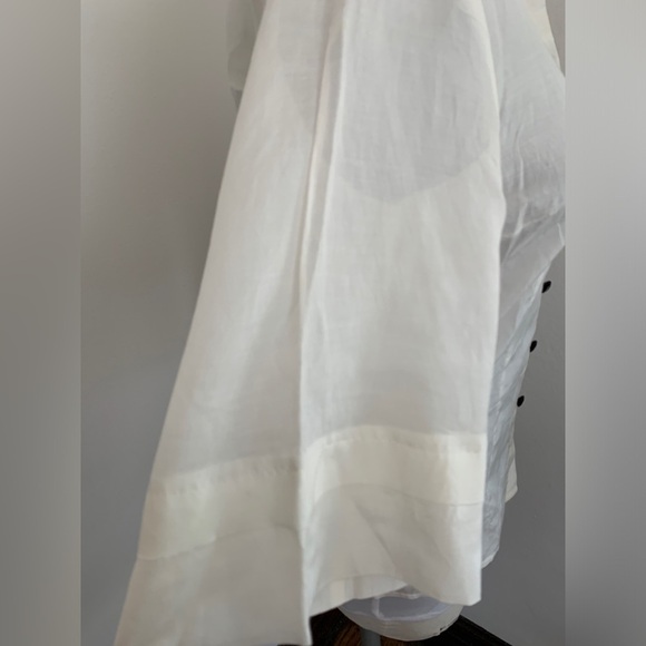 Kensie Pretty Button Down Blouse Top White Silky Classic Cream White Thin 3/4 - Picture 10 of 17